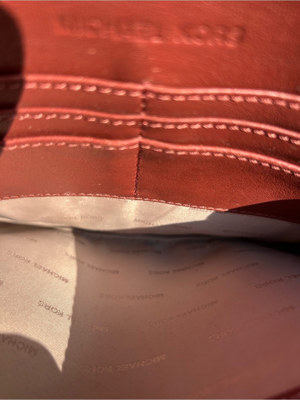 Vintage Michael  Kors Astor Rust/Burnt Orange Leather & Suede Grommet Chain - Picture 10 of 15